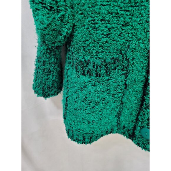 VTG Y2K Green Chunky Cardigan Sweater S Double Breasted V-Neck Oversized Pockets - Picture 9 of 16